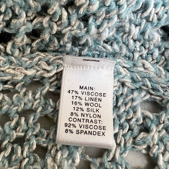 St. John knitted crochet blue draped cardigan sweater size M - Picture 7 of 9